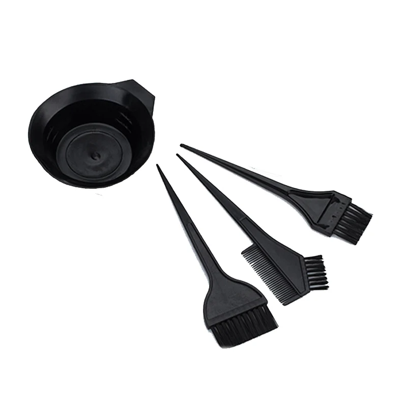 

4Pcs/set Professional Black Plastic Hairdressing Brushes Bowl Combo Salon Hair Color Kit Dye Hair Tint Tool Set