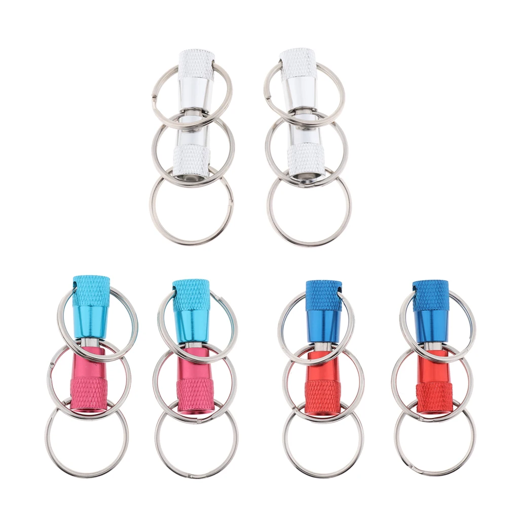 2 Pieces Heavy Duty Three Key Ring Quick Release Detachable Pull-Apart Keychains Lock Holder Key Accessory