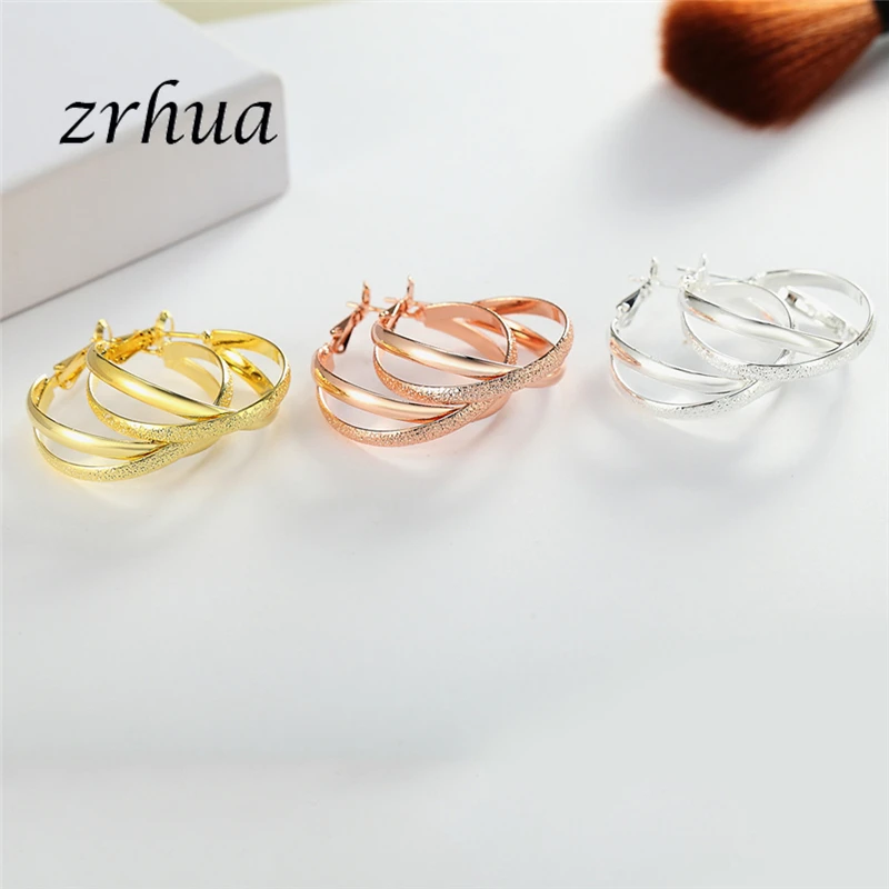 ZRHUA, классические женские серьги-кольца для помолвки, высокое качество, 925 пробы, серебряные ювелирные изделия, круглая огранка, AAA циркон, Brinco Bijo