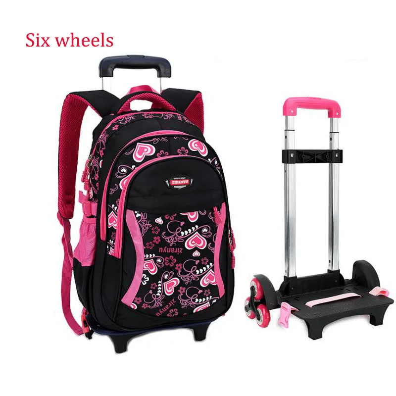 

Six Wheel Students Removable Backpack For Grils School Bags Children Trolley Nylon Orthopedic Backpacks for Teenagers Mochila
