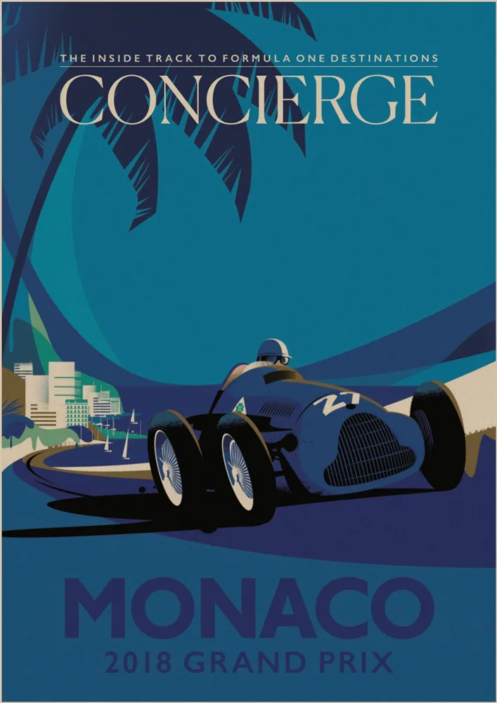 1930 Monaco Grand Prix Vintage Style Formula Race Car Poster 24x36