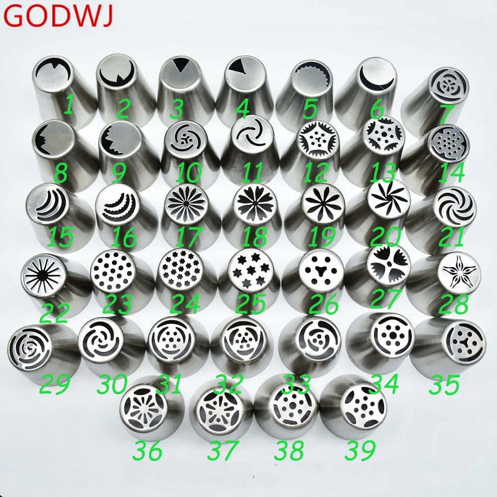 

GODWJ Cake Nozzles Set 30pcs New Arrivals Stainless Steel Russian Pastry Icing Piping Decorating Tips Set Cake Nozzles Set