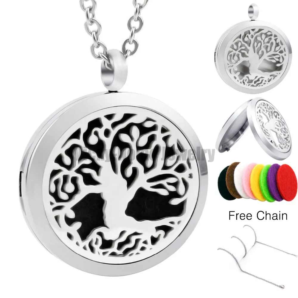 

Chain Free Tree Design 30mm Diffuser Locket Essential Oils Perfume Diffuser Locket Stainless Steel