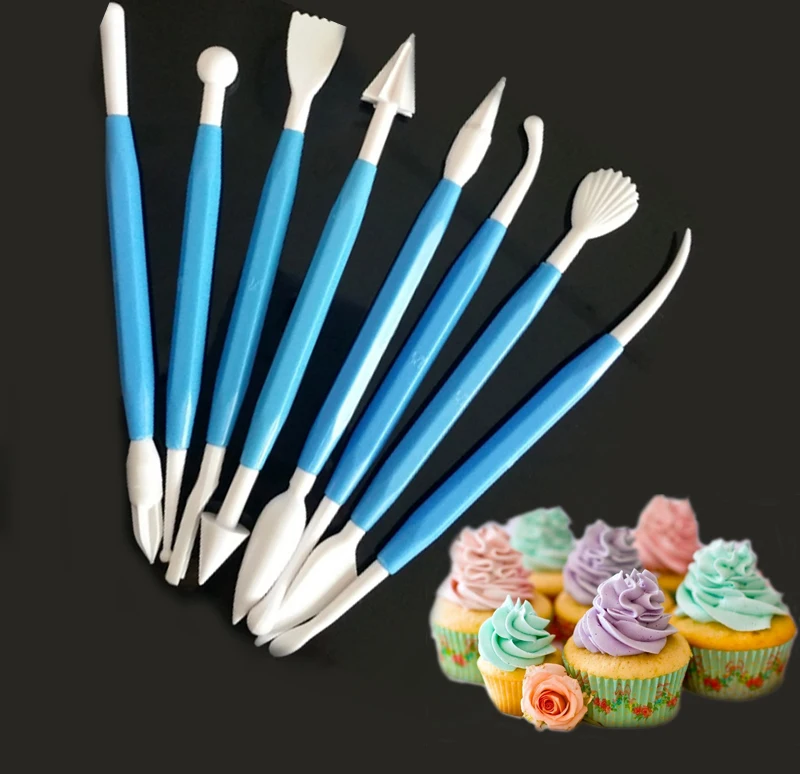 

8pcs/lot ABS DIY Pastry Cake Cupcake Fondant Flower Sugarcraft Modelling Sculpting Decorating Cutters Tools Set Kitchen Bakware
