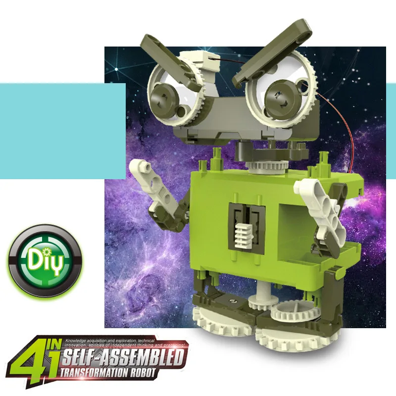 DIY Assemble Intelligent Electric Robot Four Forms Toy Educational DIY Kit Assembling Building