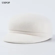 USPOP,, газетные кепки для женщин, теплые толстые зимние шапки, белая шерсть, газетные кепки, восьмиугольная шапка, козырек, кепки-береты