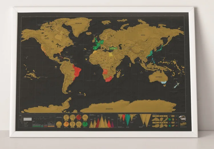 Карта с царапинами, карта черного мира, роскошная версия, карта с флагами, творческие подарки - Цвет: 42x30