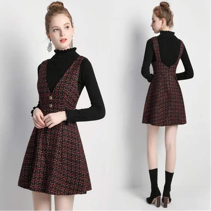 Женская мини юбка на подтяжках короткая в европейском стиле зиму|suspender skirt|fashion mini