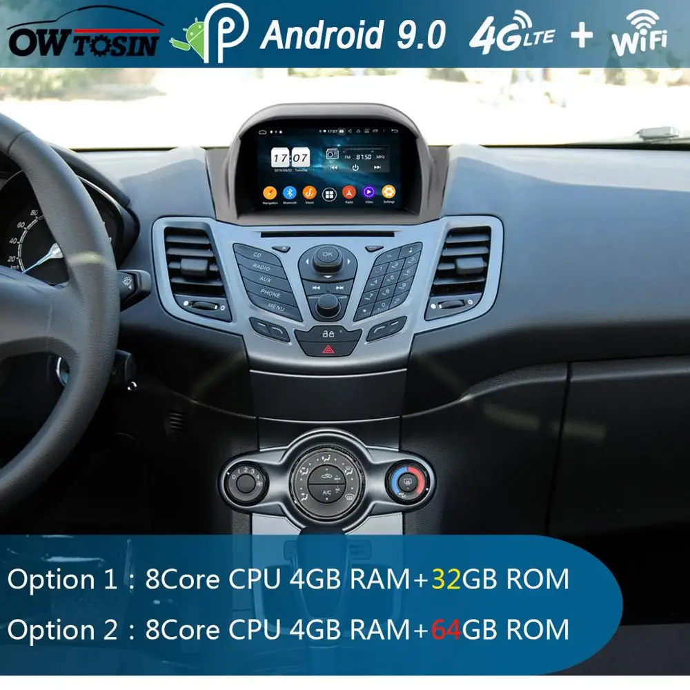 " ips 1024*600 Octa 8 ядерный 4 Гб ram+ 64 Гб rom Android 9,0 автомобильный dvd-плеер для Ford Fiesta 2011- DSP радио gps Parrot BT Adas