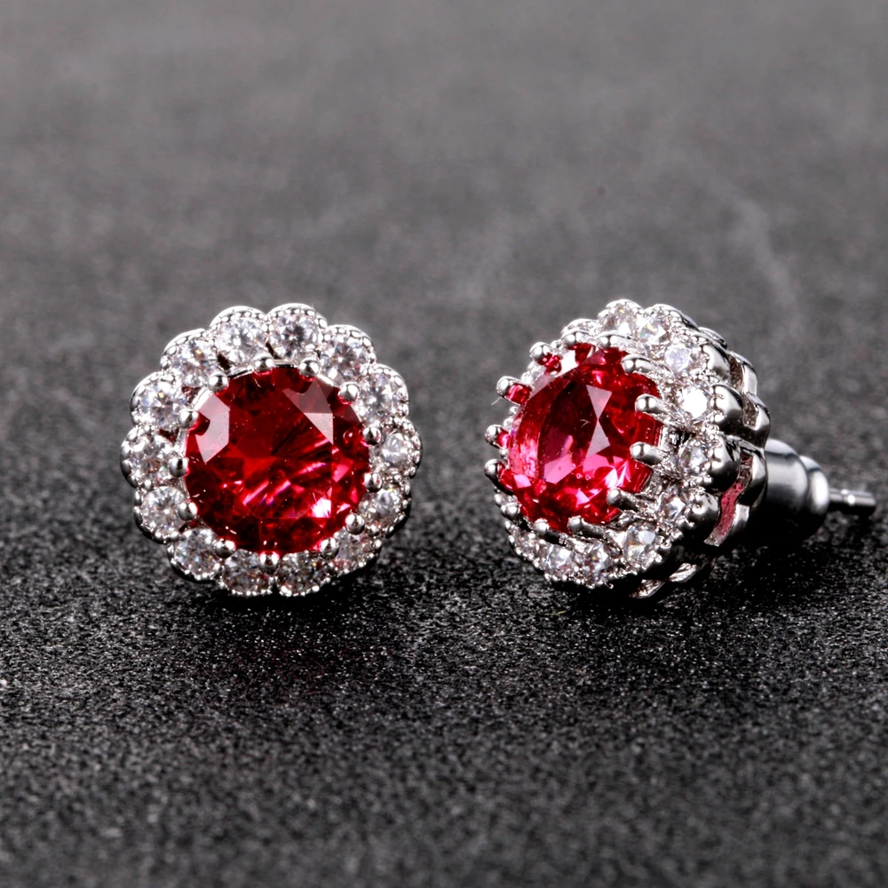 New Arrival Stud Earrings For Women Fashion 925 Sterling Silver Jewelry Earing With Ruby Stones Engagement Party Accessories