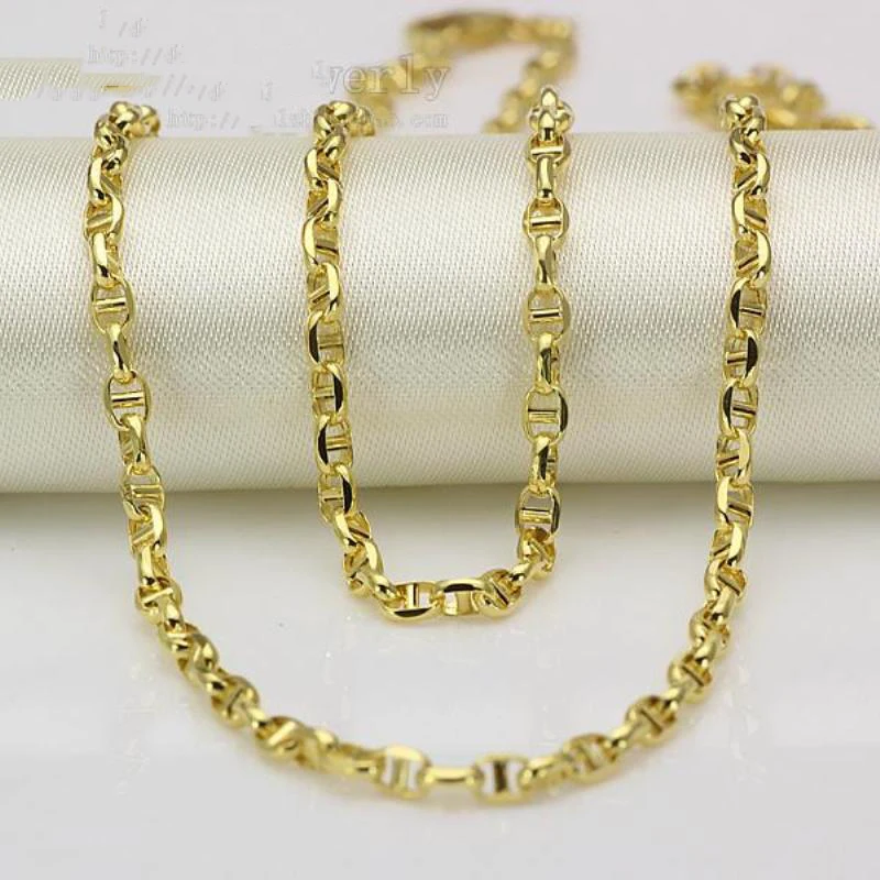 Новинка Au750 чистое 18K цепочка из желтого золота женское мужское колье 20 дюймов 22