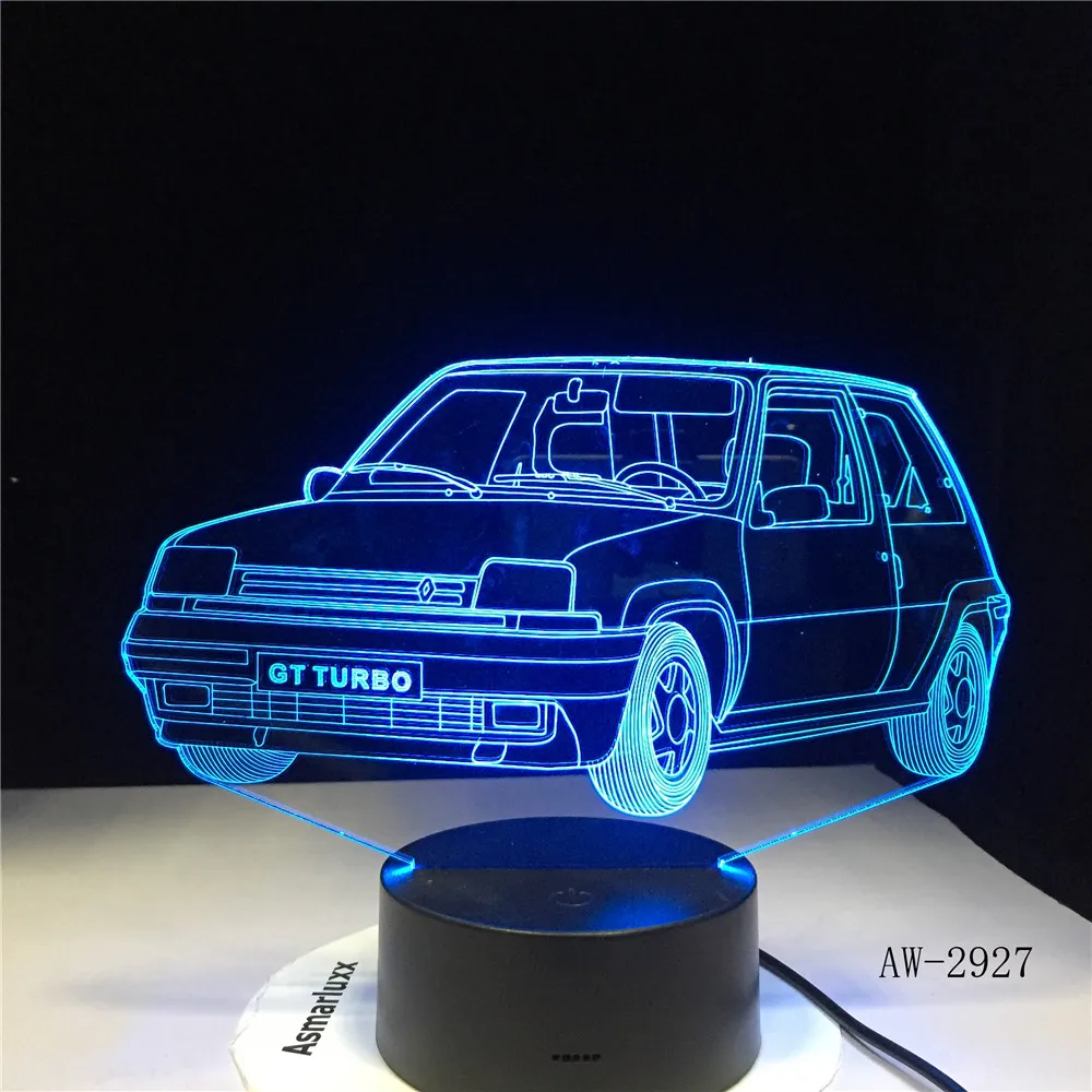 GT Turbo Touch USB Внутреннее освещение автомобиля форма маленький ночник Новинка led 3D Визуальный ночник 7 цветов Настольная лампа AW-2927