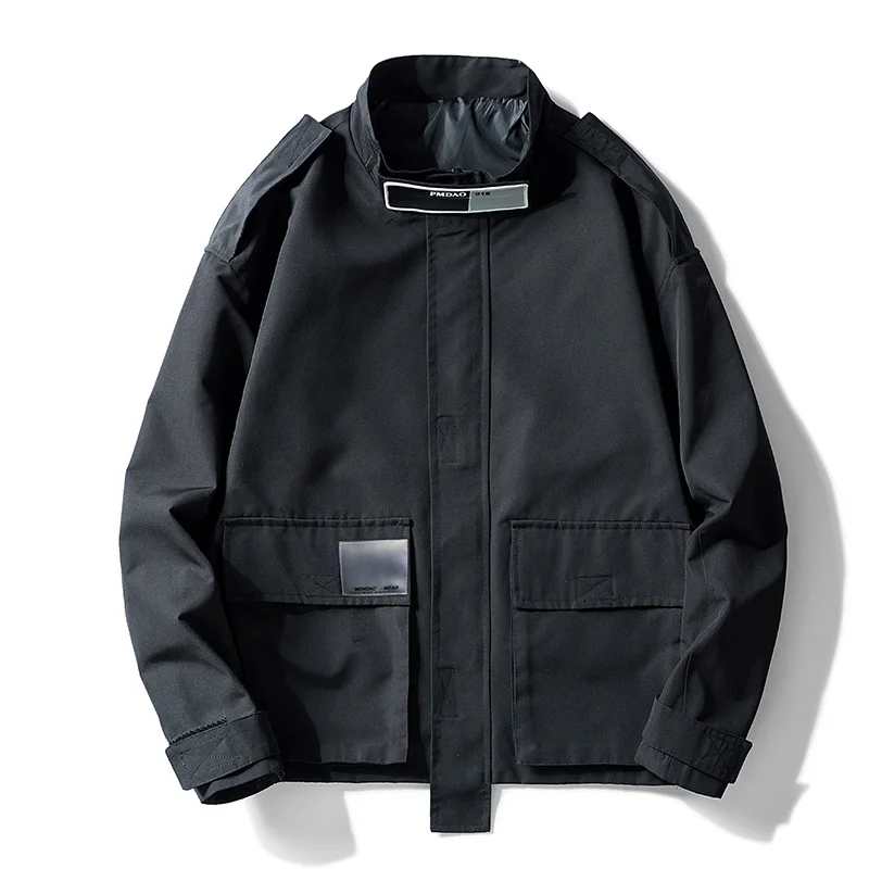 Новинка весны, мужская куртка, модная, с буквенным принтом, в стиле хип-хоп, уличная одежда, куртка, Мужская ветровка, куртка с капюшоном, пальто 9005 - Цвет: 9007 Black