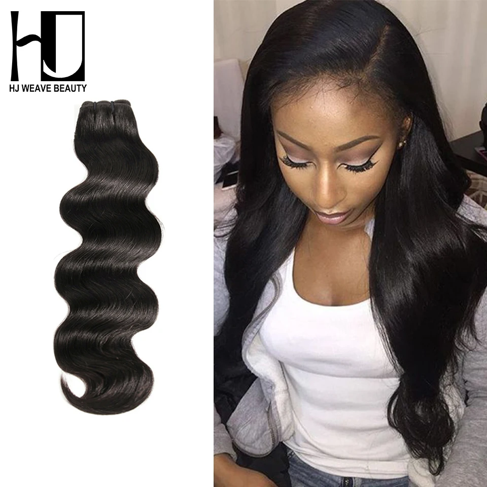 

HJ WEAVE BEAUTY Raw Indian Virgin Hair Weave Bundles Body Wave Natural Color Human Hair Extension 1PC/3PC Free Shipping