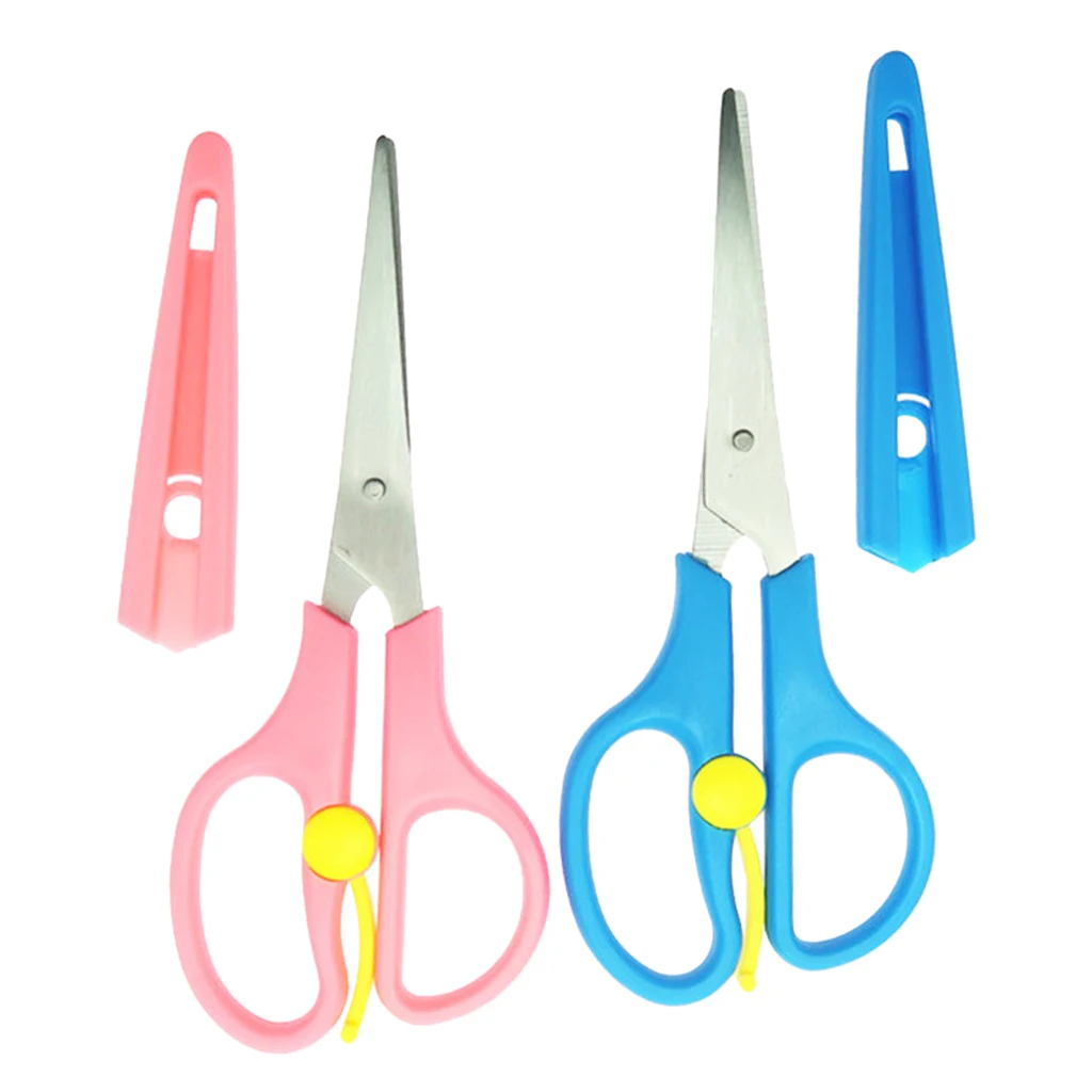   2Pcs Stainless Steel Dressmaking Scissors Sewing Fabric Cutter with Protector for School Students Art Supplies