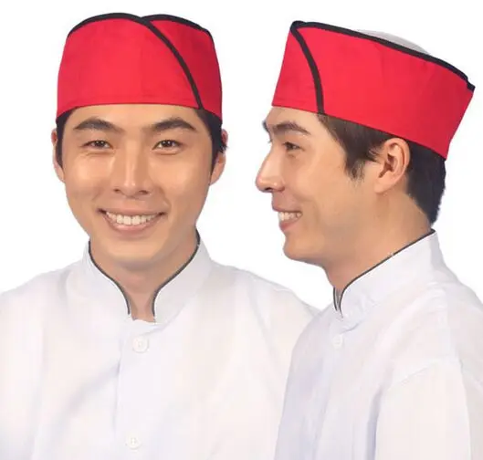 Корейский пищевой колпачок Южная Корея шеф-повар колпачок чепчик официантки японский шеф-повар шляпа Ресторан Аксессуары для официантов продукты питания поставки - Цвет: red black stripe