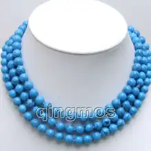 Распродажа длинные 43 дюймов круглый 8 мм синие вены синий камень Necklace-nec5392
