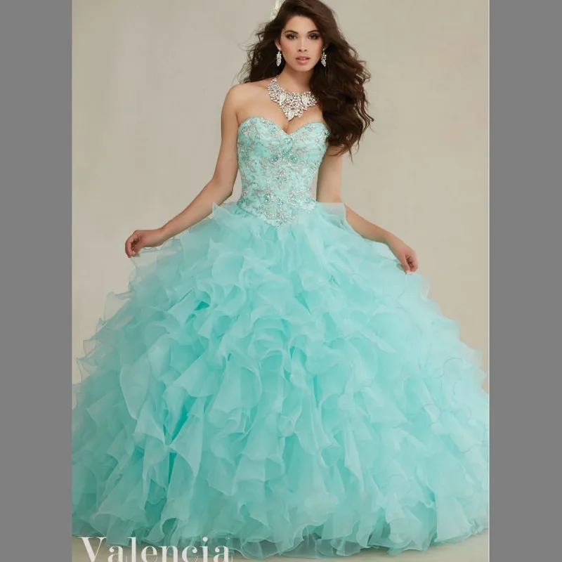 Delicate Embroidery Bodice Aqua Quinceanera Dresses 2016 Beading ...