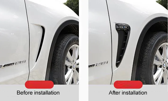 2Pcs/set ABS Car Front Fender Side Air Vent Cover Trim Car-styling For BMW X Series X5 F15 X5M F85 Shark Gills Side Vent Sticker