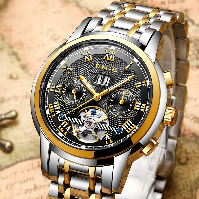 LIGE Mens Watches Top Brand Business Automatic Mechanical Watches Mens Stainless Steel Waterproof Sport Watch Relogio Masculino LIGE Mens Watches Top Brand Business Automatic Mechanical Watches Mens Stainless Steel Waterproof Sport Watch Relogio Masculino
