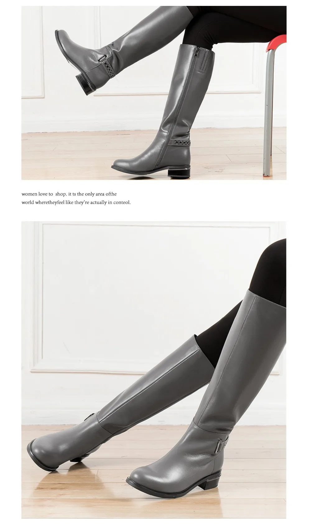 BESCONE/повседневные женские сапоги до колена; обувь из натуральной кожи на молнии с металлическими украшениями; женские сапоги на среднем квадратном каблуке с круглым носком; BA2
