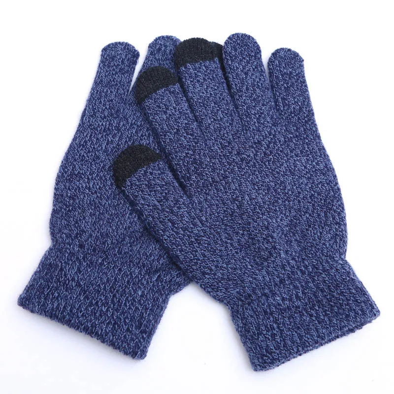 Winter Touch Screen Gloves Women Men Warm Stretch Knit Mittens Imitation Wool Full Finger Guantes Female Crochet Luvas Thicken 