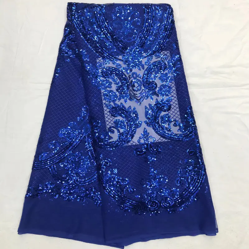 

New French mesh lace fabric, 2018 Nigerian party dress with delicate sequins of chiffon lace fabric