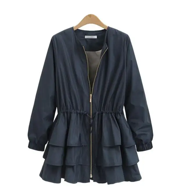 

2018 spring autumn new women slim fit long sleeve long trench coat Women long Thin coat women's clothing Plus size XL-XXXXL