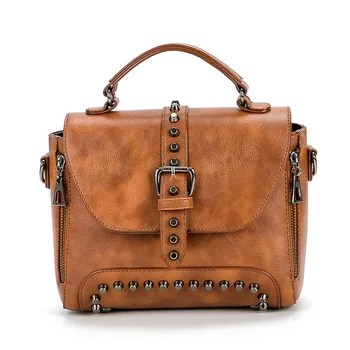 

Handbag Crossbody Bags For Women 2019 Messenger Bag Vintage Rivet Small Leather Shoulder Bags Handbags sac a main bolsos mujer