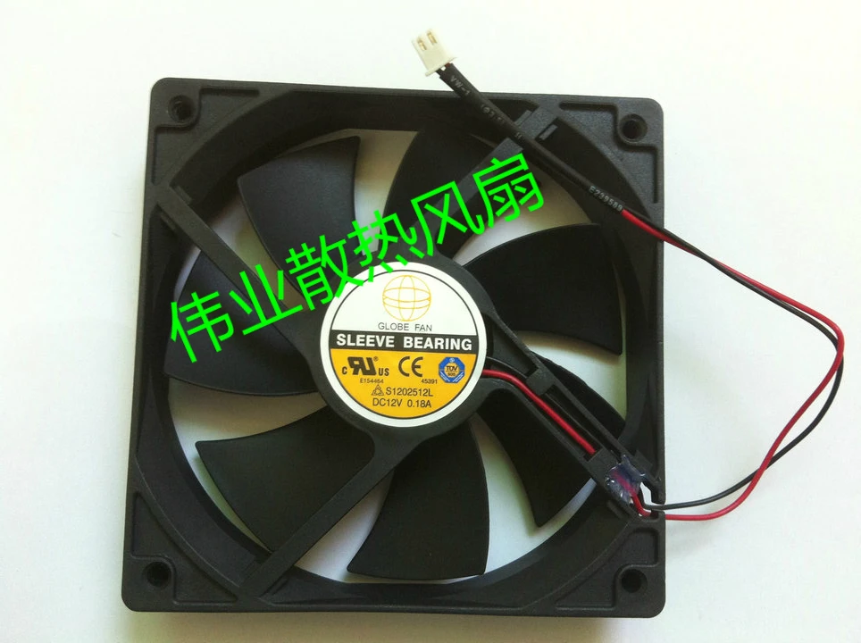 

Original GLOBE FAN 12025 S1202512L DC12V 0.18A 120 * 120 * 25MM two-wire coooling fan