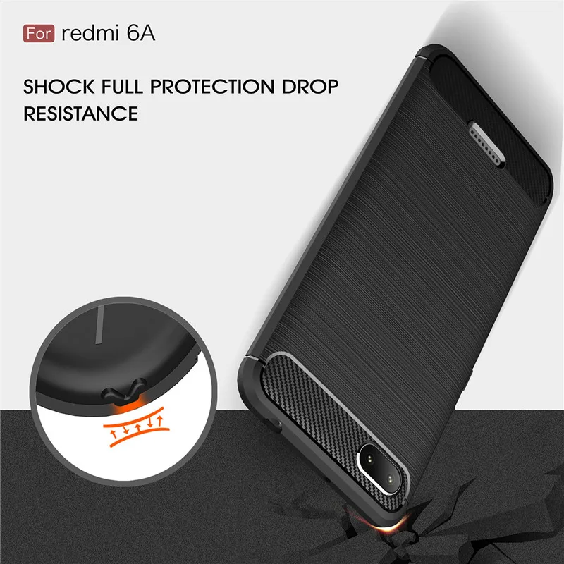BSNOVT Xiaomi Redmi 6A Case Redmi 6A Cover Shockproof Silicone Brushed Phone Back Case For Xiaomi Redmi 6A Phone Fundas 5.45