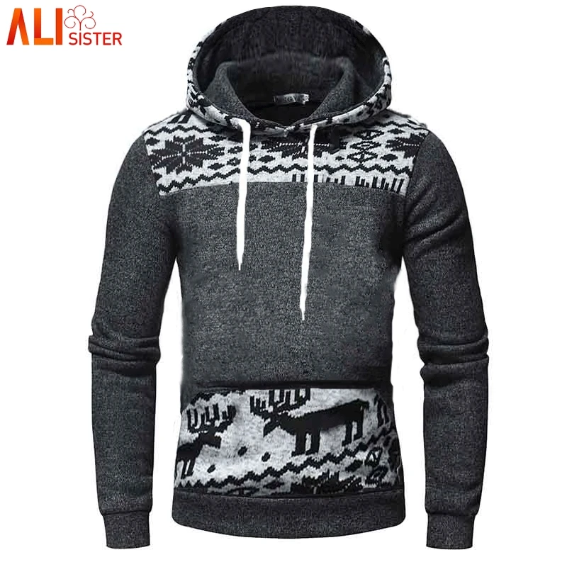 

Alisister M-5XL Elk Hoodies Mens Christmas Sweatshirt Pullovers Male Hoody Hip Hop Autumn Winter Hoodie Poleron Hombre Plus Size