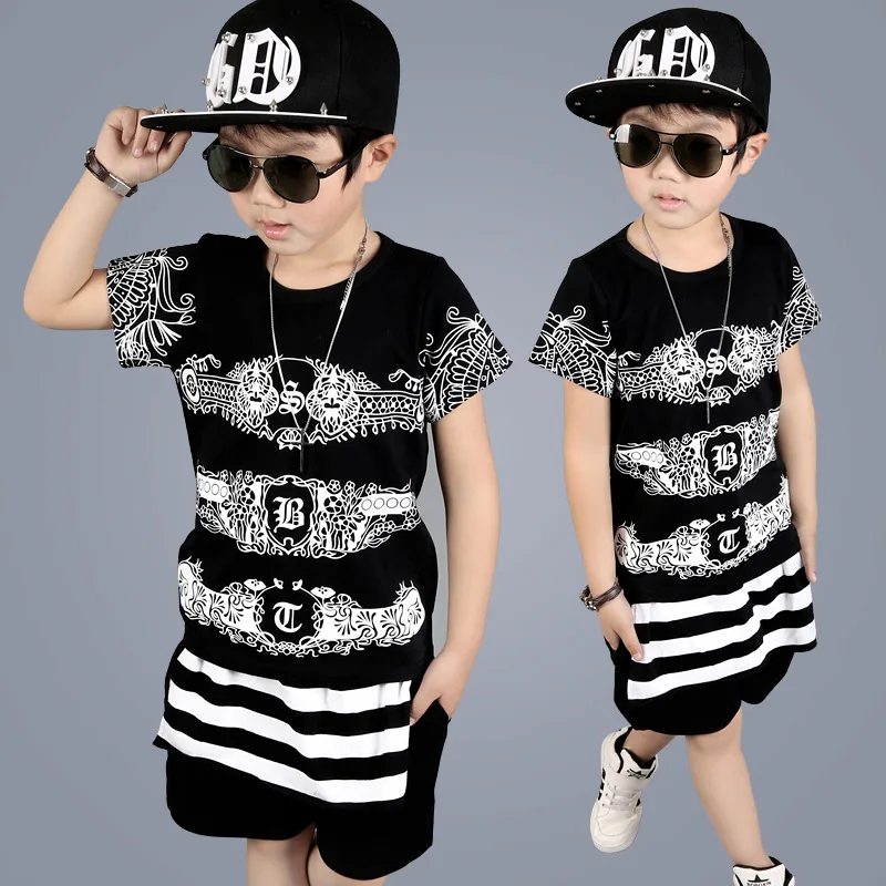

letters printed teenage baby boys clothes kids set black boys sets summer children clothing sets baby boys t shirts shorts set