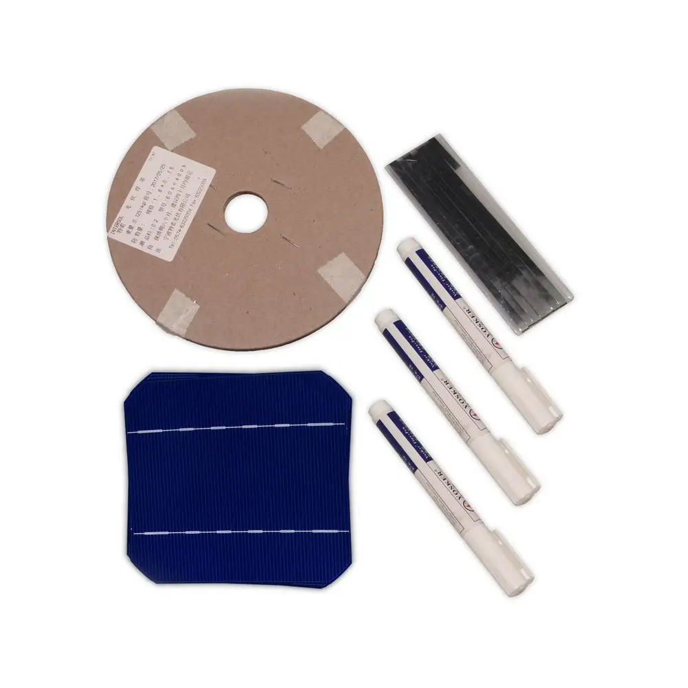 80Pcs Monocrystall Solar Cell 5x5 With 60M Tabbing Wire 6M Busbar and 3Pcs Flux Pen | Электроника