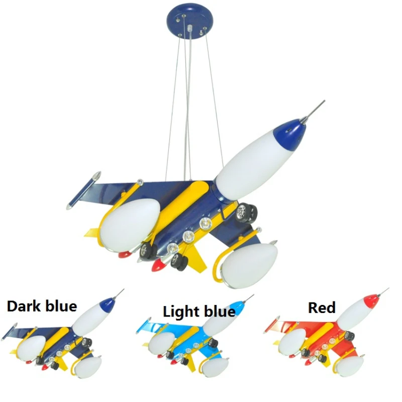 

Modern Kid's Bedroom Red/Blue Airplane LED Pendant Light Child Room Lamp Fixtures Plane Hanging Lights For Living Room Novelty