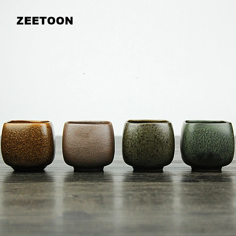 

80ml Chinese Tea Set Ceramics Tea Cup Handmade Creative Coarse Pottery Firewood vintage Square Cup Teacup Master Cup Tea Bowl