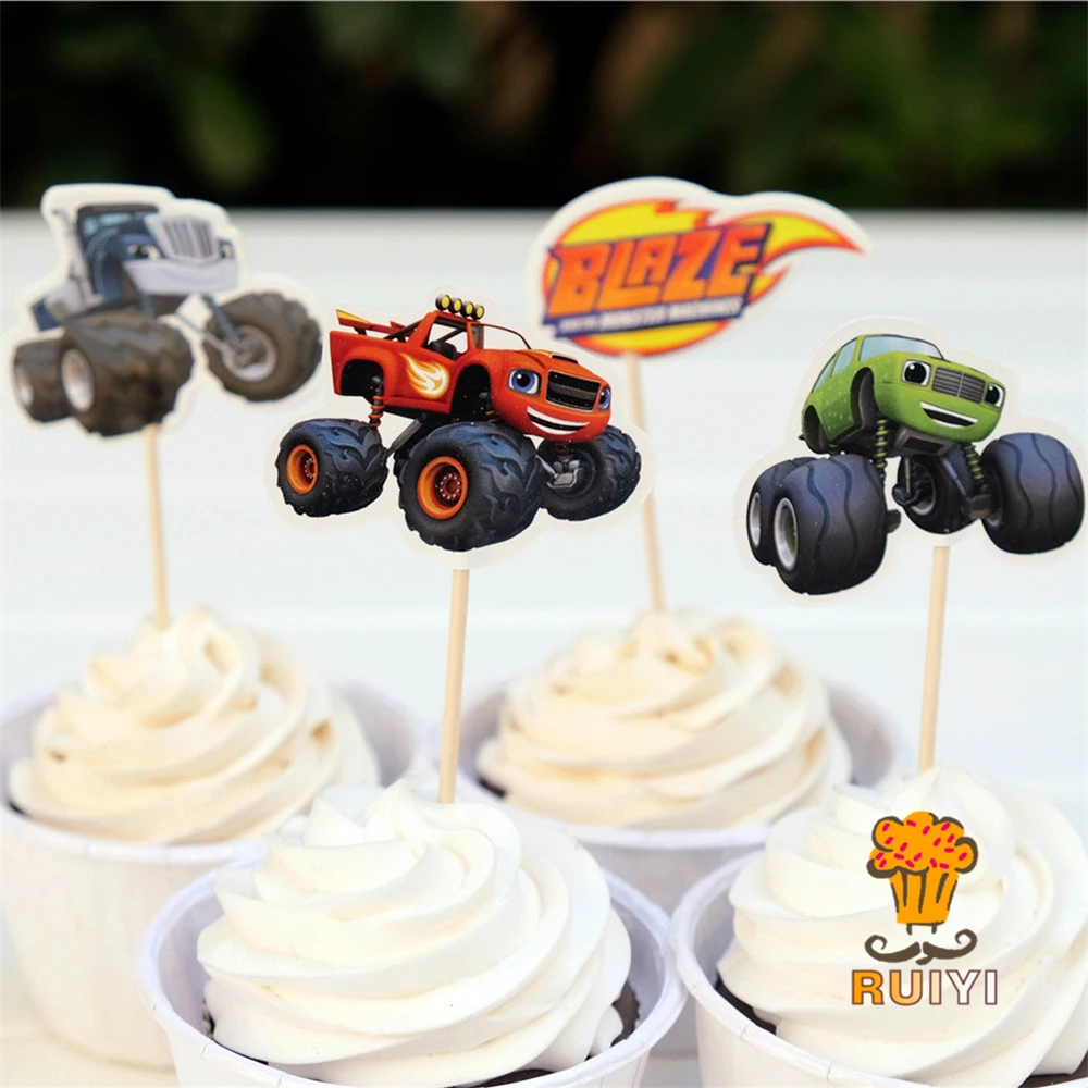 24 шт. Blaze and the monster machines candy bar cupcake toppers pick baby shower Детские принадлежности для дня рождения