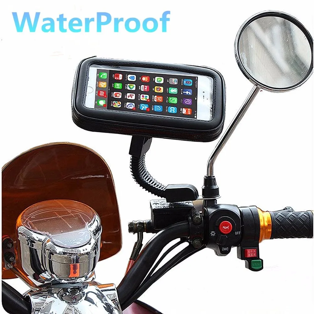 Dicteren Pa Pluche pop Waterproof Motorcycle Motorbike Scooter Mobile Phone Holder Bag Case for  iPhone5 6 7/Samsung etc(Mount to Rearview Mirror Stand)|mobile phone  holder|phone holderphone mobile holder - AliExpress