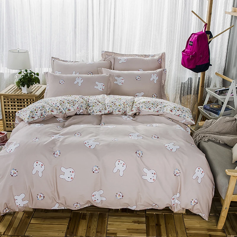 Cotton Bedding Sets Cartoon Peter Rabbit 4pcs Bed Set Duvet Cover