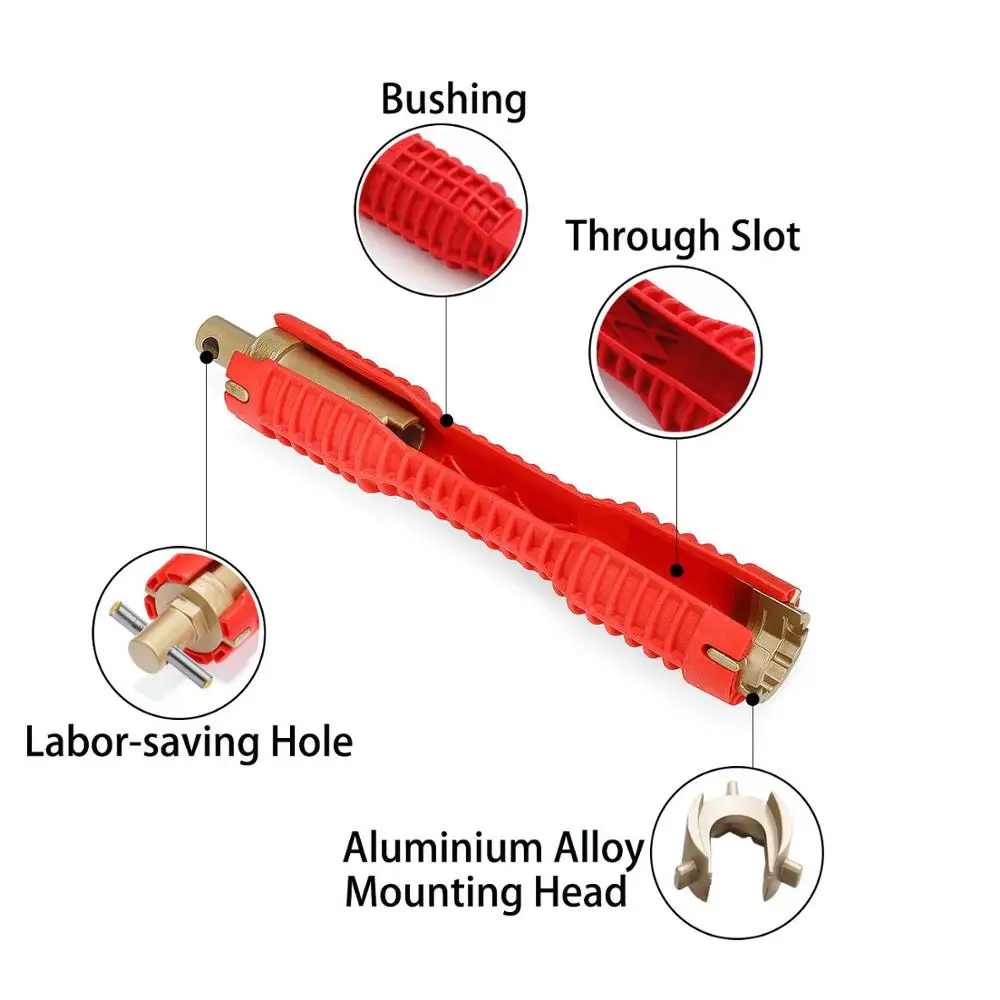 Установочный ключ для крана и раковины, противоскользящая ручка, удлиненный дизайнерский торцевой ключ для шестигранной гайки, бытовой гаечный ключ, установочный инструмент - Цвет: Red