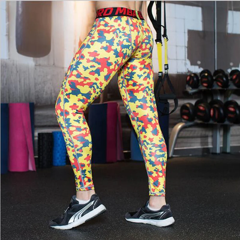 Rushed Camouflage mens sports pants Men Compression Tights New Pants Lycra Skinny Leggings Clothing Fitness