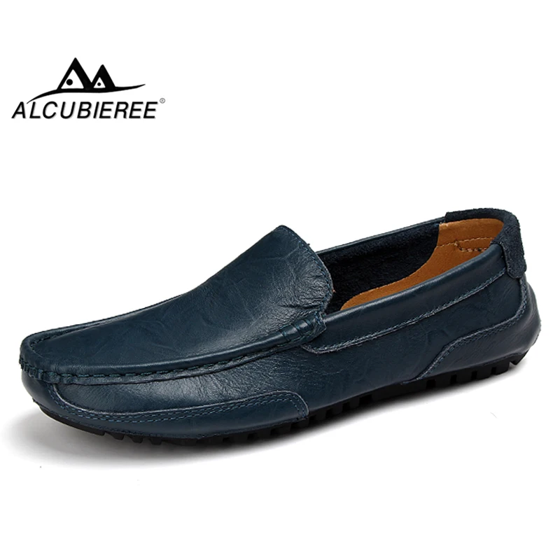 

ALCUBIEREE New Releases Mens Boat Shoes Casual Loafers Slip On Flat Driving Shoes Italian Handmade Moccasins Chaussures Hommes