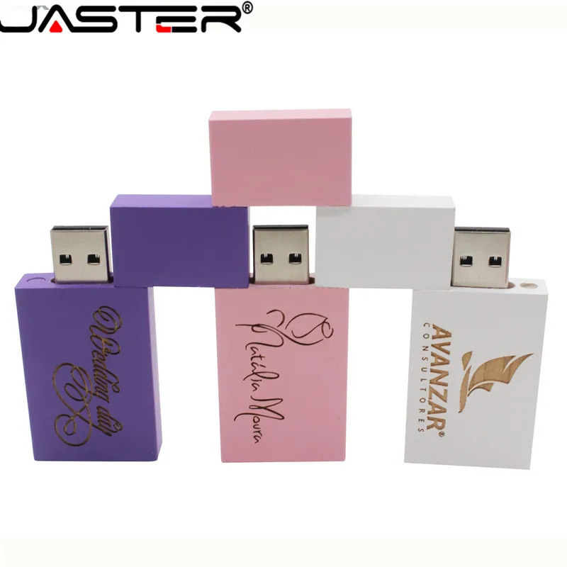 JASTER креативный деревянный цветной квадрат реальная емкость USB 2,0 4 ГБ/8 ГБ/16 ГБ/32 ГБ/64 Гб USB флеш-накопитель 5 шт. бесплатный логотип