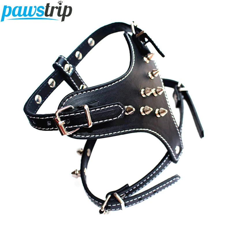 pawstrip 3 Colors Soft Leather Dog Harness Spike Studded Small Dog