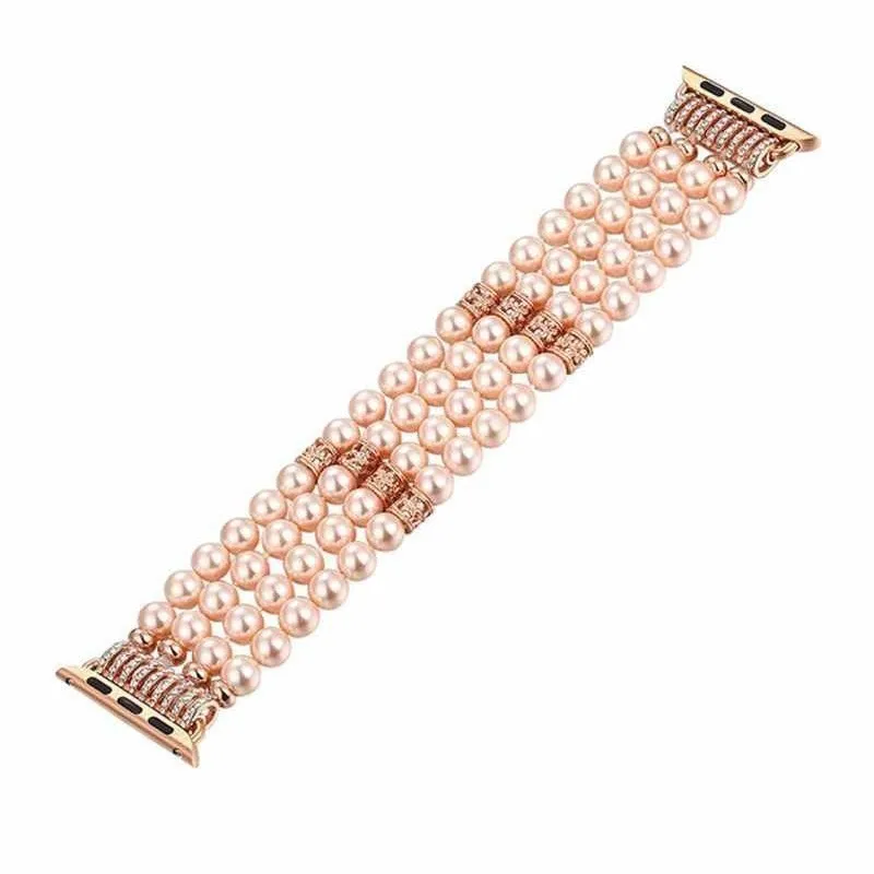 FOHUAS Highquality Natural Gray agate band for Apple watch Replacement wrist women's fashion Wrist Strap With Adapters 38MM 42MM - Цвет ремешка: Pearl pink