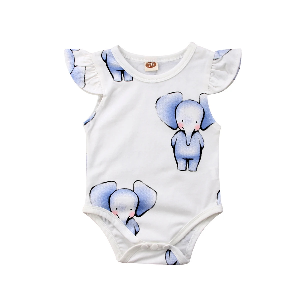 Newborn Baby Boy Girl Ruffles Elephant Clothes Summer Romper Jumpsuit