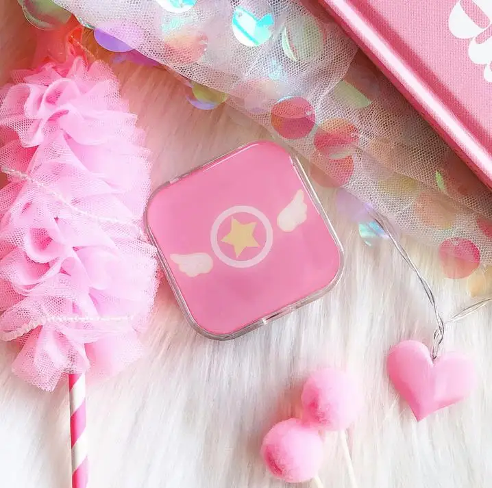 1 шт. Kawaii милый мультфильм девушка сердце контактные линзы коробка Студенческая мягкая младшая сестра очки коробка Сакура красивый ученик коробка для кормления