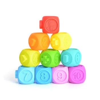 

10 Pcs/Set Baby Grasp Toy Building Blocks 3D Balls Baby Massage Teethers Squeeze Toy