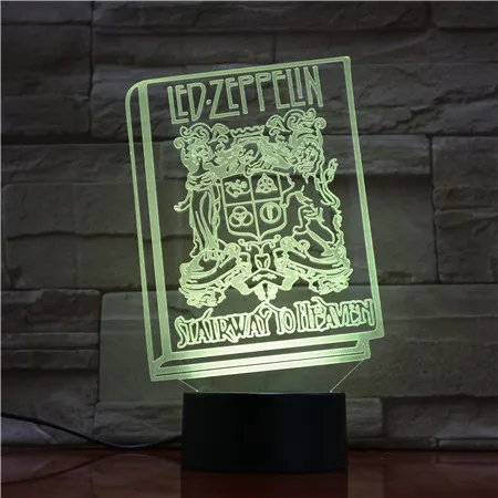 Светодиодный ночной Светильник музыка английский рок-группы Led Zeppelin книга 3D Иллюзия лампы для Офис украшения комнаты классный подарок для вентиляторы