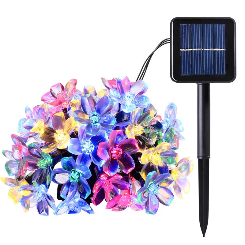 Solar String Lights 10m 100led Peach Flower Waterproof Outdoor Decoration Lighting Fariy Christmas Lights Wedding Party Garden 8 model led holiday fariy christmas decoration 96 120 216 256 led icicle string light curtain garland party lighting